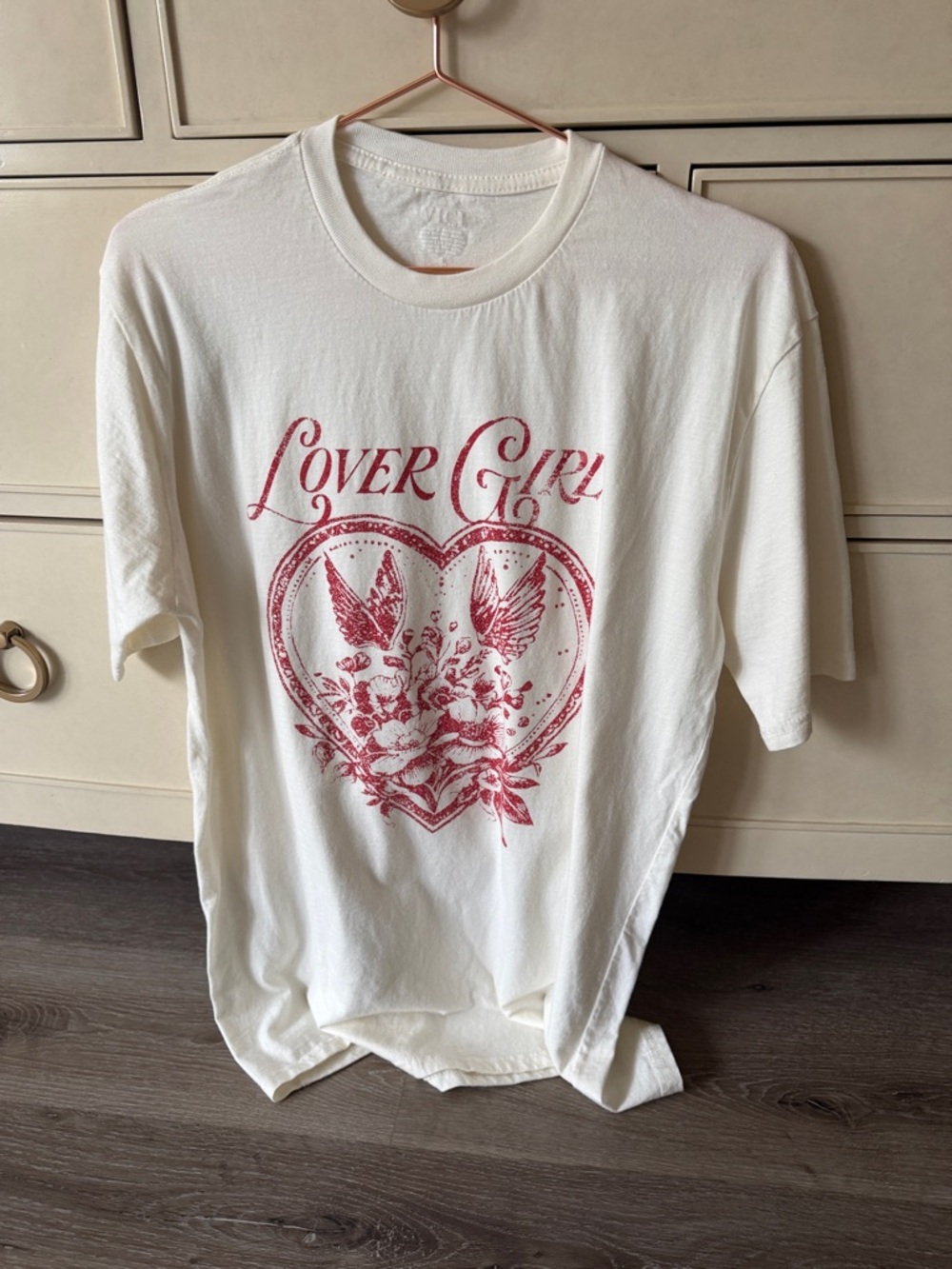 Vici Cream Ribbed Cotton Tee - Subtle Crewneck